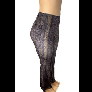 High-Waist Snake Print Flare Pants - Brown & Black